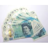 Twelve AA £5 notes in circulated condition including AA10. P&P Group 1 (£14+VAT for the first lot