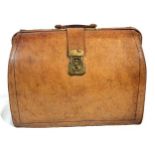 Tan leather vintage expanding briefcase with Cheney brass lock, together with a Perfect Oval