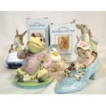 Royal Albert Beatrix Potter, five ceramic figures including a boxed Peter Ate a Carrot, all first