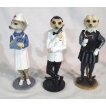 Three boxed Country Artists Magnificent Meerkat figurines, Florence, Connery and William. P&P