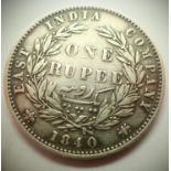 1840 - East India Company Silver Rupee - Queen Victoria Colonial. P&P Group 1 (£14+VAT for the first