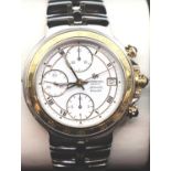 Raymond Weil gents Parsifal automatic chronograph wristwatch with 18ct gold bezel and pushers, white
