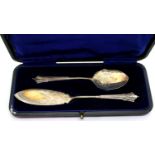 Hallmarked silver Christening set, boxed, Chester assay, 65g. P&P Group 1 (£14+VAT for the first lot