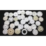 Quantity of pocket watch dials, some named, including Waltham. P&P Group 1 (£14+VAT for the first