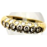 18ct gold multi diamond set ring, having 19 stones, size O, 3.7g. P&P Group 1 (£14+VAT for the first