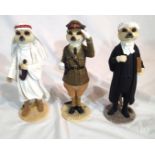 Three boxed Country Artists Magnificent Meerkats figurines, Monty, Lawrence and Kavanagh. P&P