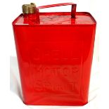 Red Shell 5 litre petrol can with brass cap. P&P Group 2 (£18+VAT for the first lot and £3+VAT for