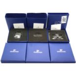 Swarovski Crystal Society, three boxed miniature crystal paperweights. P&P Group 1 (£14+VAT for