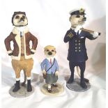 Three boxed Country Artists Magnificent Meerkat figurines, Bader, Horatio and Eve. P&P Group 3 (£