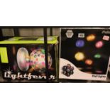 Prosound boxed pod lights and a boxed Light Fever 10" disco ball. P&P Group 3 (£25+VAT for the first