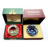 Anthony Jackson for Swarovski, two boxed limited edition crystal paperweights, 1982 and Christmas