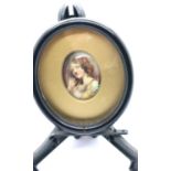Framed Doulton portrait, Yokes Girl by Leslie Johnson, 50 x 40 mm. P&P Group 2 (£18+VAT for the