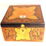 Carved large wooden box containing a quantity of costume jewellery. P&P Group 2 (£18+VAT for the