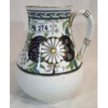 A large Minton Glenheim pattern jug in the Christopher dresser style with lozenge mark to base, H:
