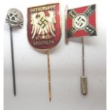 Three German WWII re-enactment enamelled stick pins. P&P Group 1 (£14+VAT for the first lot and £1+