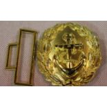 German WWII re-enactment Kriegsmarine gold belt buckle. P&P Group 1 (£14+VAT for the first lot