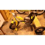 Childs yellow metal tricycle. Not available for in-house P&P, contact Paul O'Hea at Mailboxes on 019