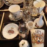 Collection of Royal memorabilia ceramic mugs and glasses. Not available for in-house P&P, contact