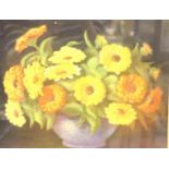 Harold Cox, framed still life of flowers, 24 x 30 cm. Not available for in-house P&P, contact Paul