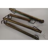 Four sets of vintage brass salter spring balance scales. P&P Group 2 (£18+VAT for the first lot