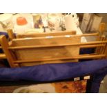 Bag containing a wooden childs cot, unchecked. Not available for in-house P&P, contact Paul O'Hea at