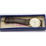 Gents 17 jewel J.W Benson wristwatch on a leather strap, D: 3 cm. P&P Group 1 (£14+VAT for the first