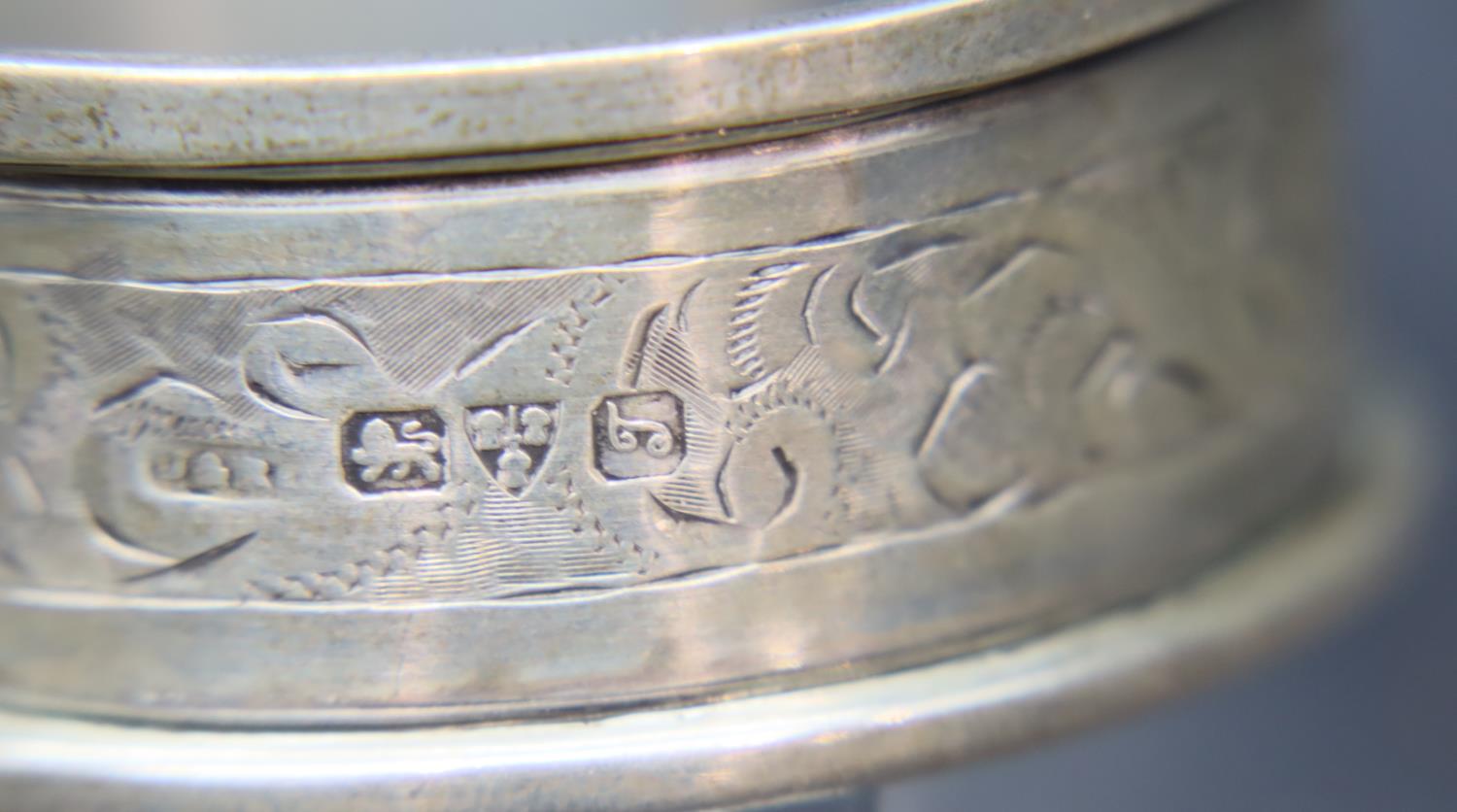 Four hallmarked silver napkin rings, 69g. P&P Group 1 (£14+VAT for the first lot and £1+VAT for - Image 3 of 7