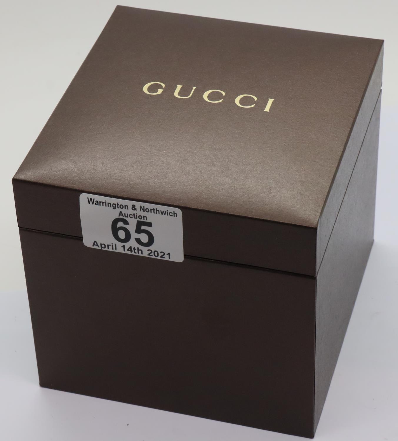 Gents Gucci chronograph wristwatch, having a black dial, stainless steel body and bracelet in - Image 4 of 5