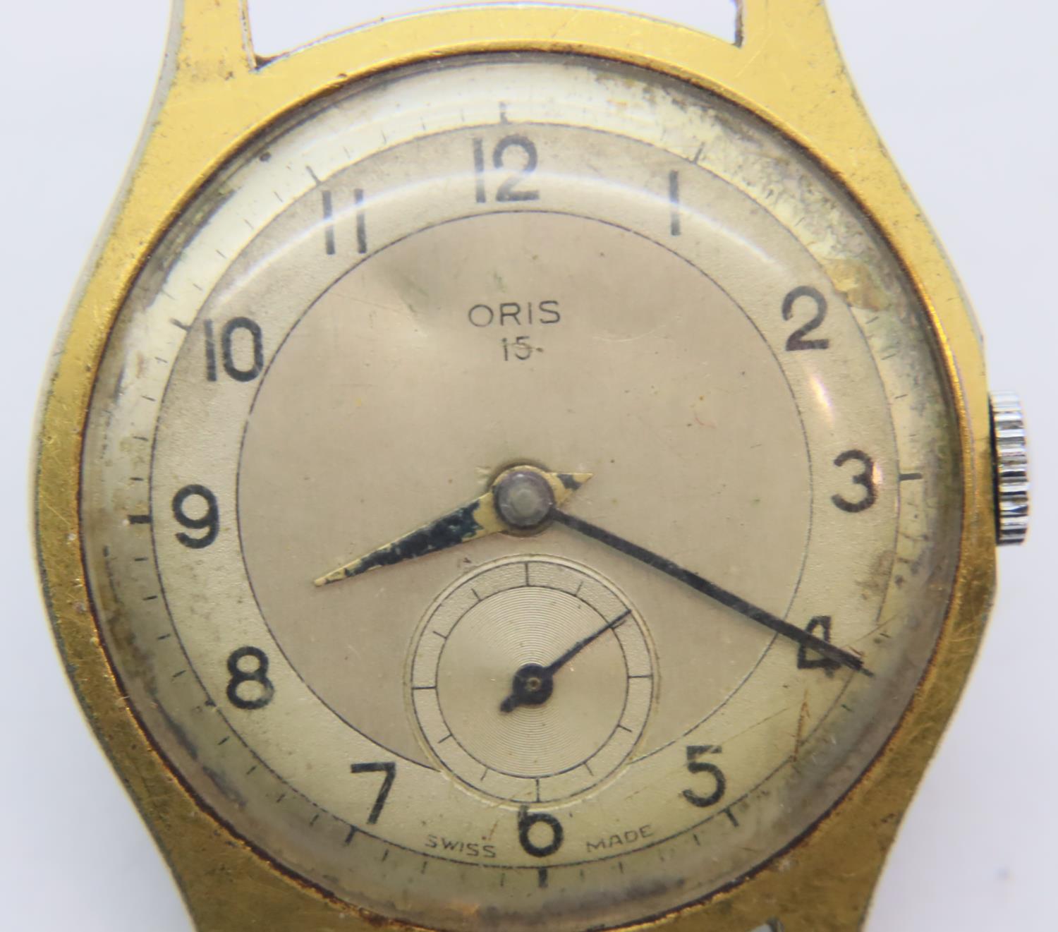 Vintage Oris 15 gents wristwatch head requiring attention. P&P Group 1 (£14+VAT for the first lot - Image 2 of 3