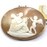 9ct gold cameo brooch, 10.6g. P&P Group 1 (£14+VAT for the first lot and £1+VAT for subsequent lots)