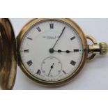 Thomas Russell & Co Liverpool full hunter gold plated pocket watch. P&P Group 1 (£14+VAT for the