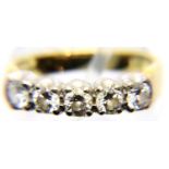 18ct gold five diamond ring, diamond total approx 2.5ct, ring size L/M. P&P Group 1 (£14+VAT for the