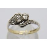 9ct gold and silver stone set ring, size S, 3.3g. P&P Group 1 (£14+VAT for the first lot and £1+