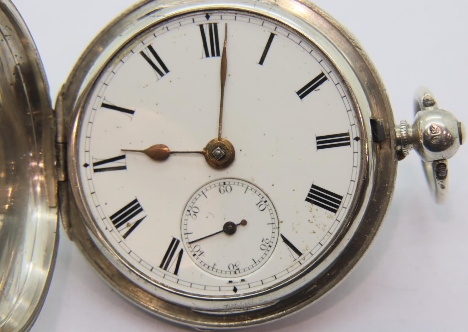 Hallmarked silver fusee pocket watch, lacking glass. P&P Group 1 (£14+VAT for the first lot and £1+