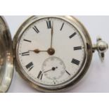 Hallmarked silver fusee pocket watch, lacking glass. P&P Group 1 (£14+VAT for the first lot and £1+