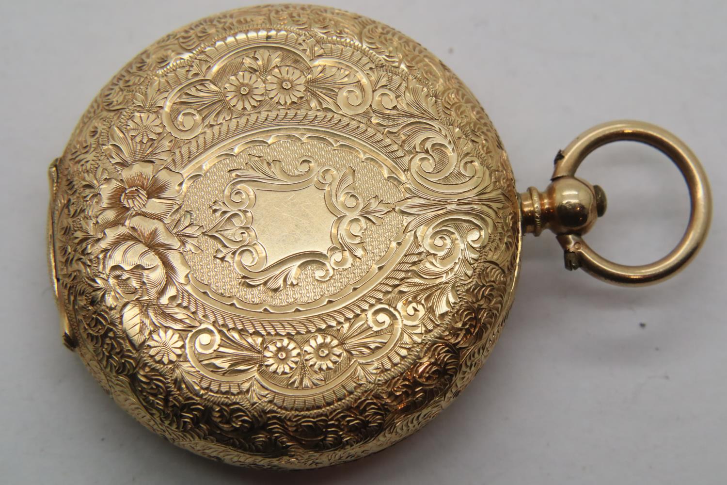 14ct gold fob watch with gold face. P&P Group 1 (£14+VAT for the first lot and £1+VAT for subsequent - Image 3 of 6