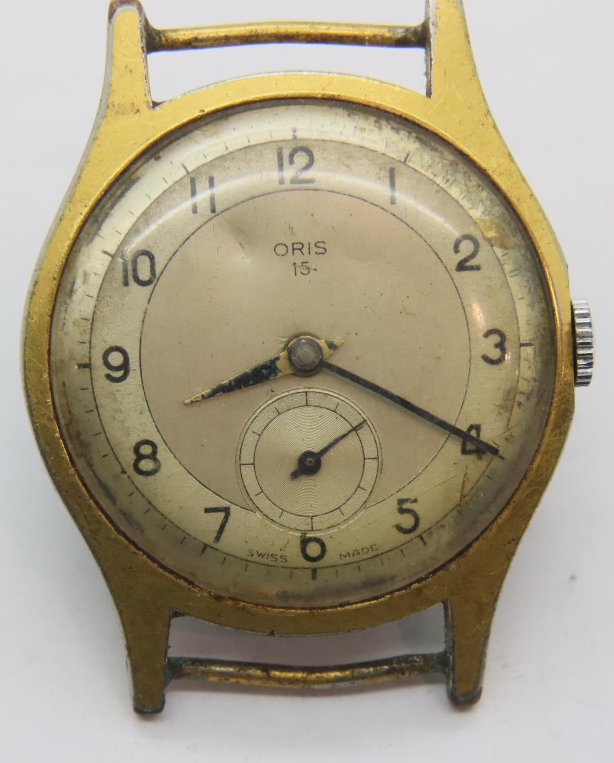 Vintage Oris 15 gents wristwatch head requiring attention. P&P Group 1 (£14+VAT for the first lot