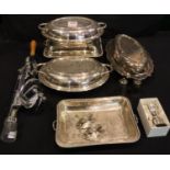 Quantity of mixed silver plate including chafing dishes. Not available for in-house P&P, contact