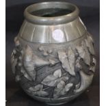 Arts and crafts pewter vase, H: 18 cm, W: 15 cm. P&P Group 2 (£18+VAT for the first lot and £3+VAT