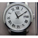 Gents Rotary wristwatch, steel cased on a leather strap, D: 3.5 cm. P&P Group 1 (£14+VAT for the