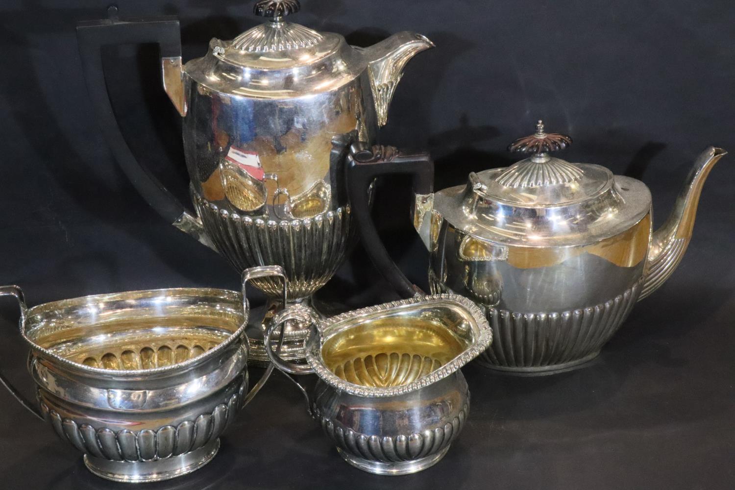 Matched silver plated four piece tea service including Walker and Hall. Not available for in-house - Image 2 of 2