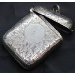 Albo Silver white metal vesta case with vacant cartouche. 26g. P&P Group 1 (£14+VAT for the first