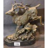 20thC bronze figurine of a bucking stag after the original by Bugatti, H: 28 cm. P&P Group 3 (£25+