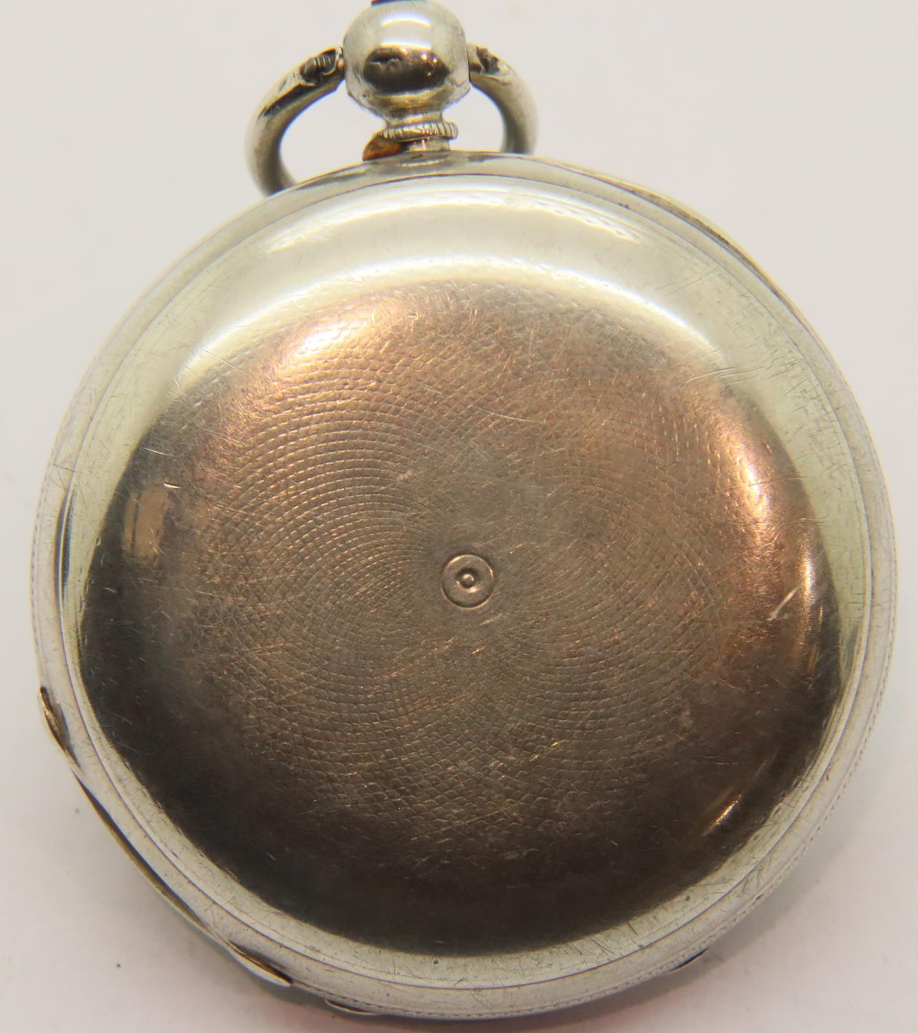 Hallmarked silver fusee pocket watch, lacking glass. P&P Group 1 (£14+VAT for the first lot and £1+ - Image 4 of 4