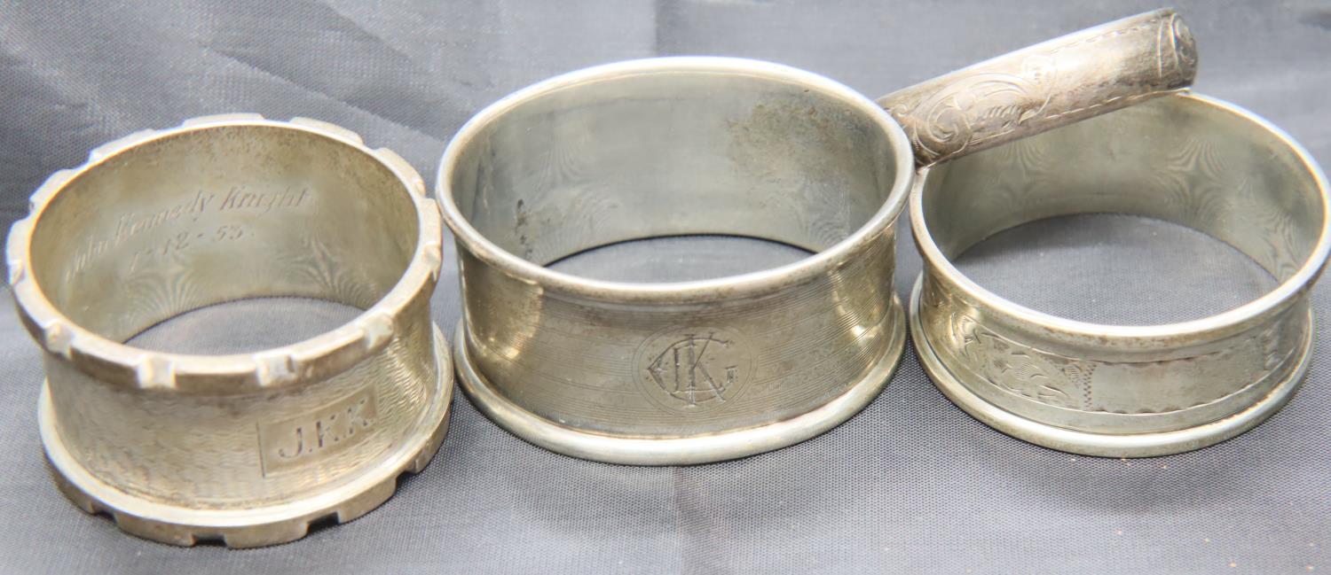 Four hallmarked silver napkin rings, 69g. P&P Group 1 (£14+VAT for the first lot and £1+VAT for