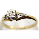 9ct gold diamond set ring, size K. P&P Group 1 (£14+VAT for the first lot and £1+VAT for