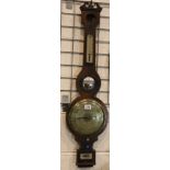 Walnut cased mercury barometer thermometer. Not available for in-house P&P, contact Paul O'Hea at