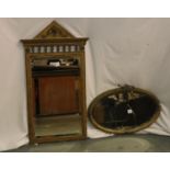 Two 19thC gilt framed mirrors for restoration, largest overall 104 x 57 cm. Not available for in-
