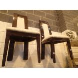 Pair of high back fabric seated dining chairs. Not available for in-house P&P, contact Paul O'Hea at
