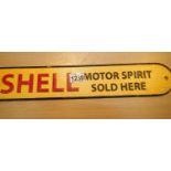 Cast iron Shell sign, L: 50 cm. P&P Group 1 (£14+VAT for the first lot and £1+VAT for subsequent